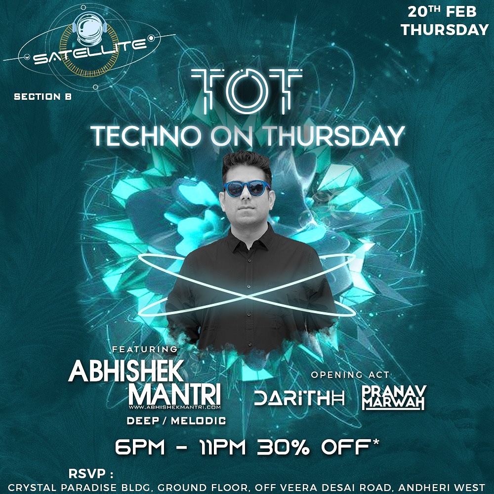 DARITHH1's tweet photo. Super excited for this one! Playing tomorrow at #Satellitetheclub along with @dj_abhishekm for TOT sessions. 9pm+

#tot #darithh #underground #goodvibes #Thursday #deep #tech #techno #melodic #melodictechno #deephouse #mumbainightlife #clubbing #India https://t.co/VcJN3vJJEQ