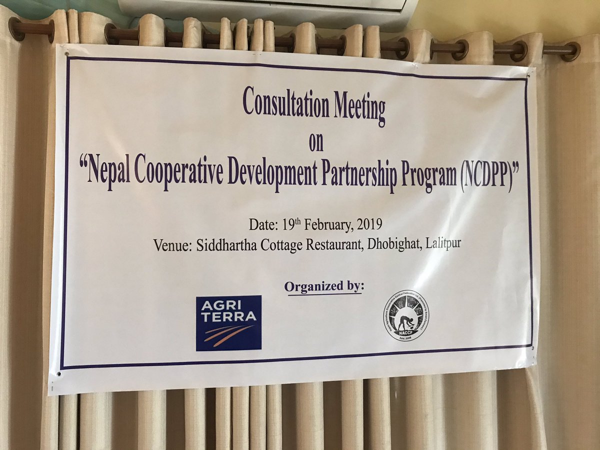 rvdmaden's tweet photo. Getting ready for the Consultation Meeting on the Nepal Cooperative Development Partnership Program, organised by @naccfl and @Agriterra. Good to see so many cooperative stakeholders participate! https://t.co/4O33yoQfrA