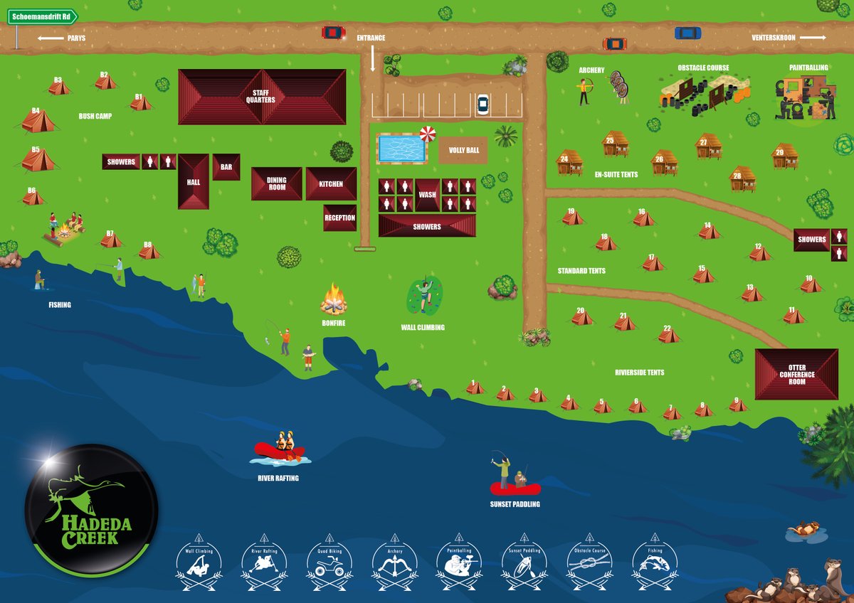 HadedaCreek's tweet image. Don't get lost exploring when you visit HADEDA Creek! Check out this map to find your way around our beautiful grounds.

#HADEDACreek #HISIDEGroup #Parys #river #freestate #discoversouthafrica #adventuresouthafrica #exploreparys