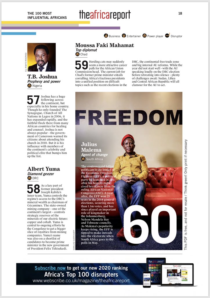 Le magazine de <a href="/TheAfricaReport/">The Africa Report</a> a honoré le PCA de <a href="/Gecamines/">Gécamines</a> parmi les #top100 des personnalités influentes d’Afrique