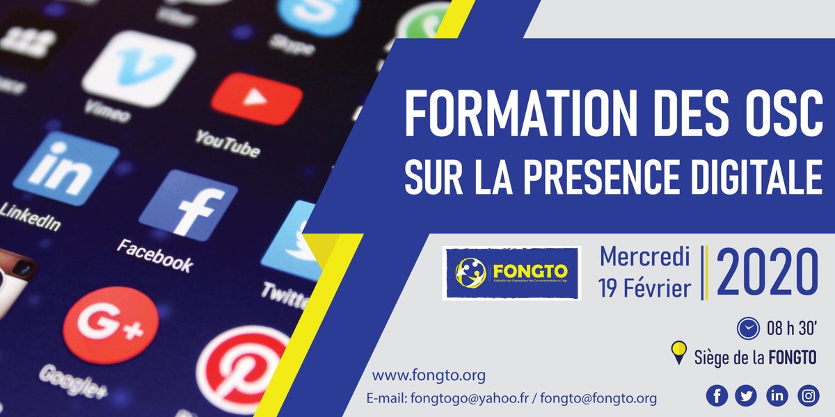 FongtoOfficiel's tweet photo. Début de la formation sur la présence digitale des OSC membres de #FONGTO ce 19 février 2020.
#oscafrique
#capacitybulding
#Forus
#REPAOC https://t.co/hke95JNPEB