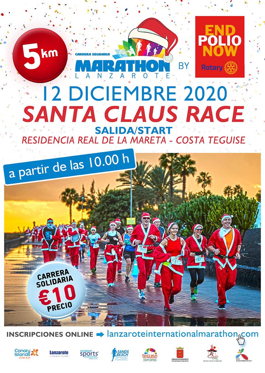 🇪🇸 ¡Ya puedes apuntarte a la divertida carrera de Papá Noel que tendrá lugar el día previo a Font Vella Lanzarote International Marathon!
Hazlo ahora y celebra con nosotros la navidad en una isla única.
esp.lanzaroteinternationalmarathon.com/carrera-solida…

#islascanarias #lanzarote #lanzaroteesd #nevergiveup
