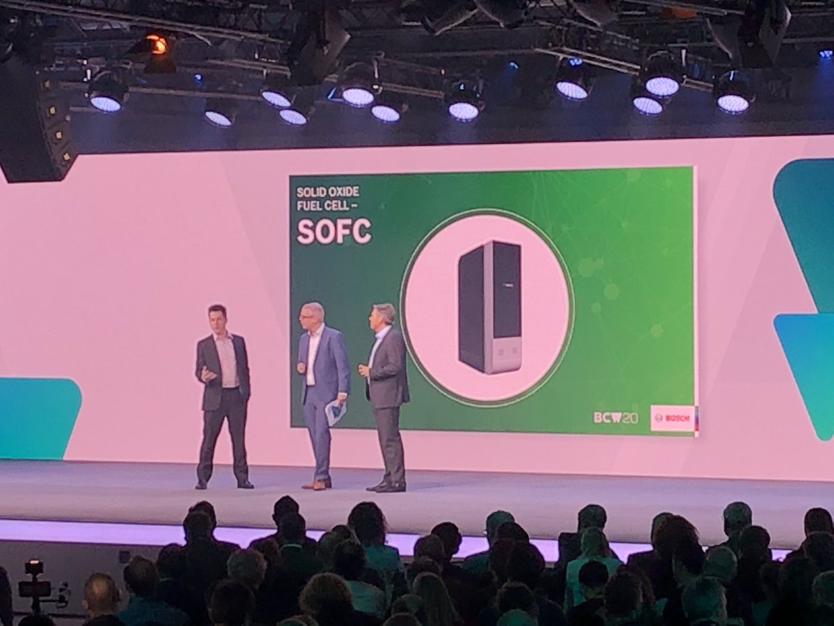 crenz's tweet photo. @CeresPower CTO Mark Selby on stage discussing the cooperation on clean power with @BoschGlobal CDO Michael Bolle. A great example of an #IoT and #AI driven solution to tackle energy challenges! #BCW20 https://t.co/10WNVQMgwY