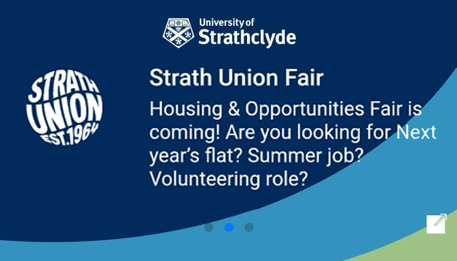StrathApp's tweet photo. Visit @StrathUnion on 25 February and check the detail from your #StrathApp!
✅Housing & Opportunities Fair
👉👉 https://t.co/uedq5k5ZcR
#StrathLife https://t.co/H7pbjqPgLr