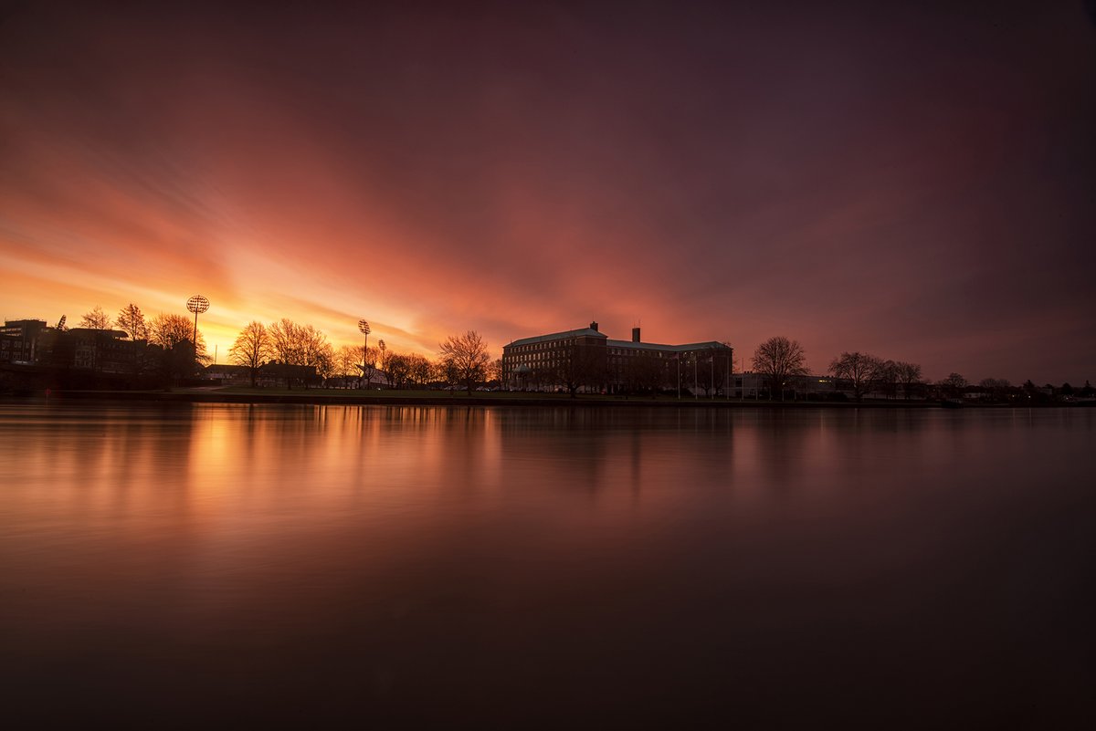 River Reflection What a difference a day makes! The River Trent has subsided considerably this morning, and I was treated to a glorious golden sunrise :) #LoveNotts #MyNottingham #Nottingham #RiverTrent