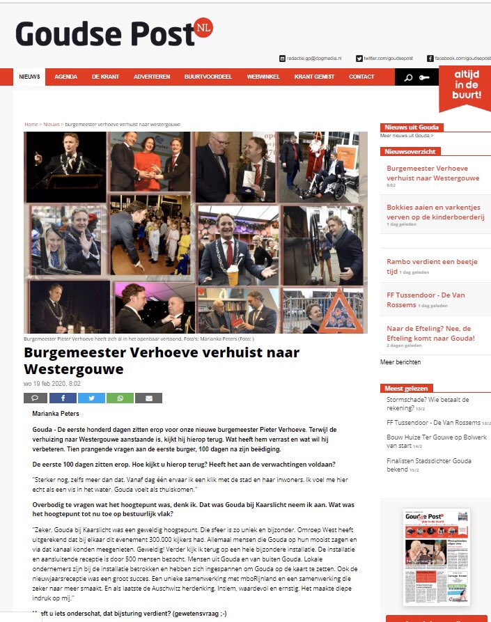 Welkom burgemeester en uw gezin in #Westergouwe. #gouda