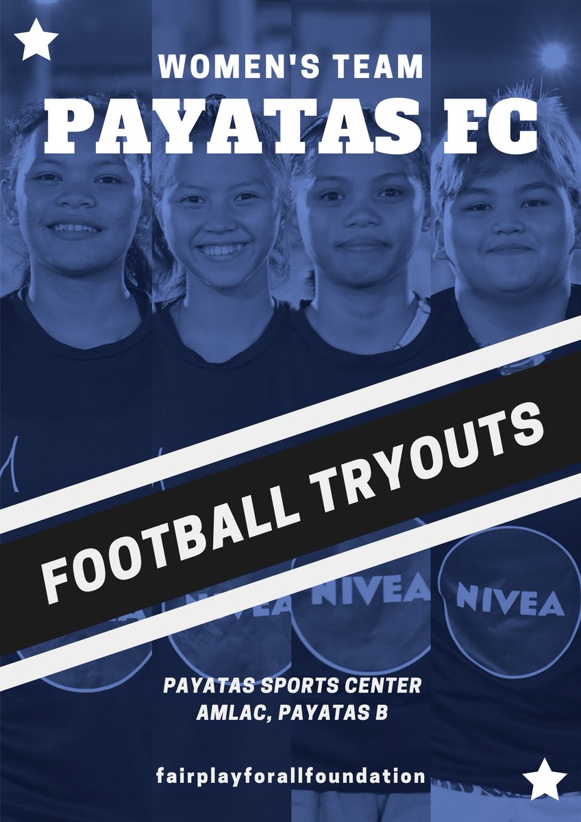 FairplayForAll's tweet photo. TRYOUTS: Payatas FC Women's Team

Are you a female footballer looking to play with an established team? Join homegrown talents with Payatas FC. 

Details: https://t.co/3uWxbHJd8A https://t.co/EHrqhHSF9J