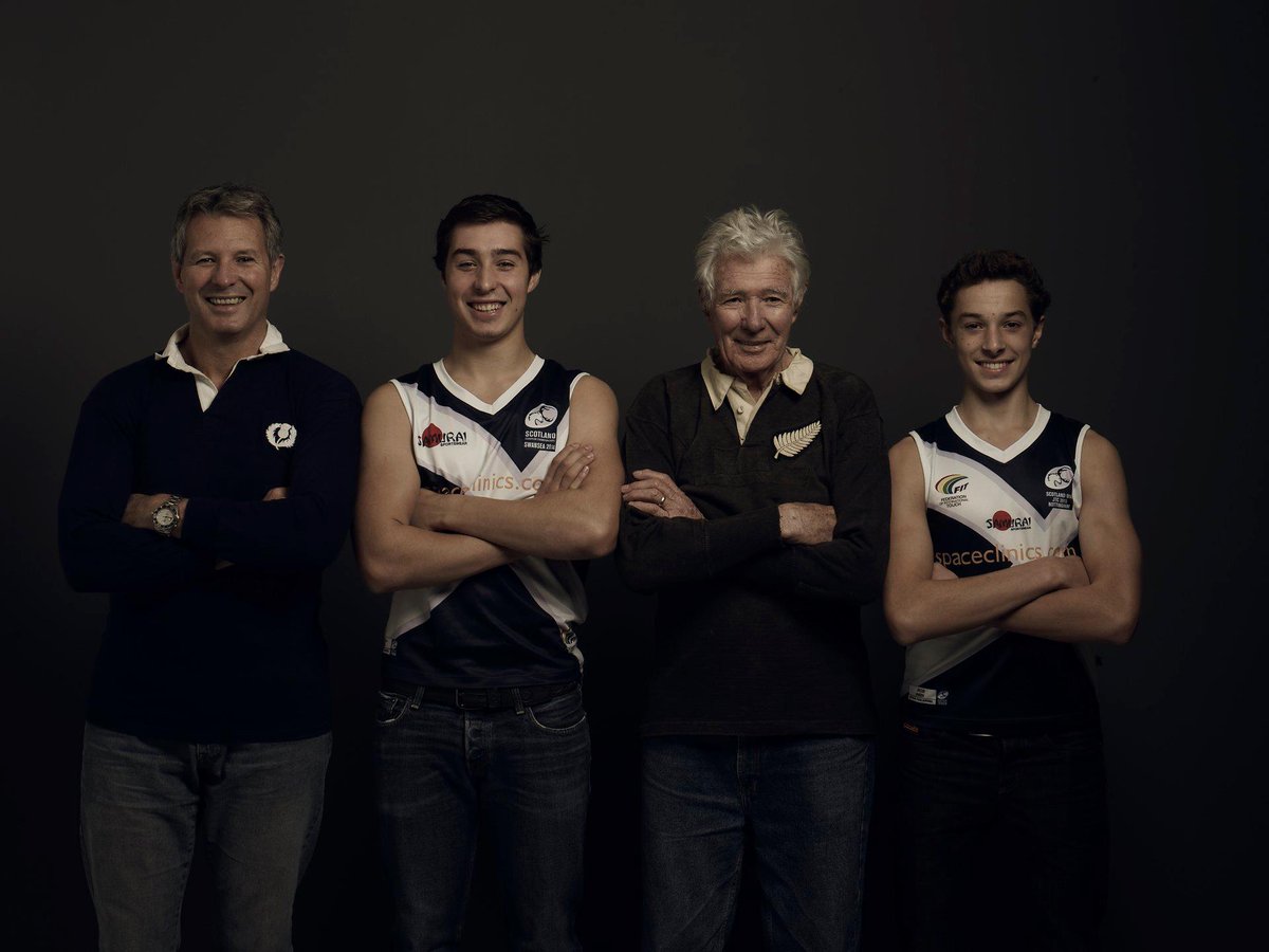 G_HMedia's tweet photo. Lovely to hear @Scotlandteam u-20s head coach Sean Lineen telling tales about his @AllBlacks father Terry who has passed away aged 84 - the family also shared this great photo by Rob Smith with me which includes Sean's sons Cameron and Jacob who have played for @scottishtouch https://t.co/ygldE737Hy