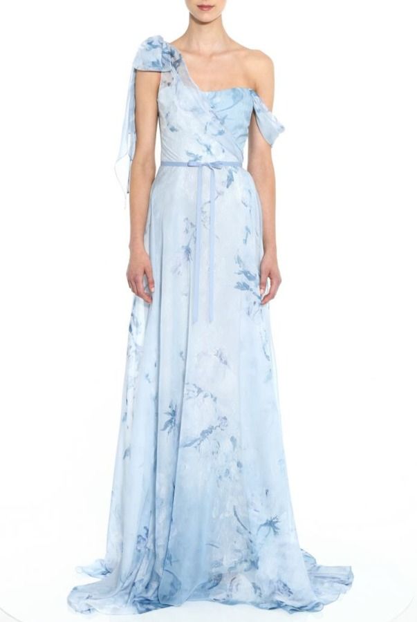 Marchesa Notte One Shoulder Chiffon ...