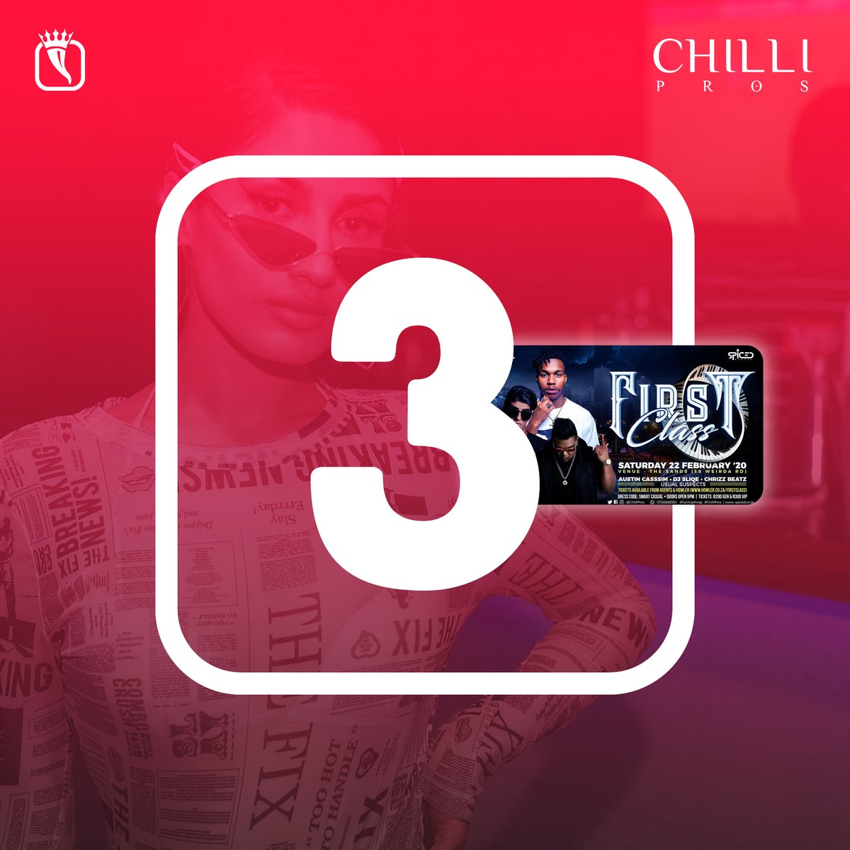 ChilliPros's tweet photo. 3 days remain. Then we start off 2020 with the ultimate First Class experience at The Sands. 
Have you secured your ticket? If not - it's time to act! #TurnUpKings #FirstClass https://t.co/gpuCZK7atX