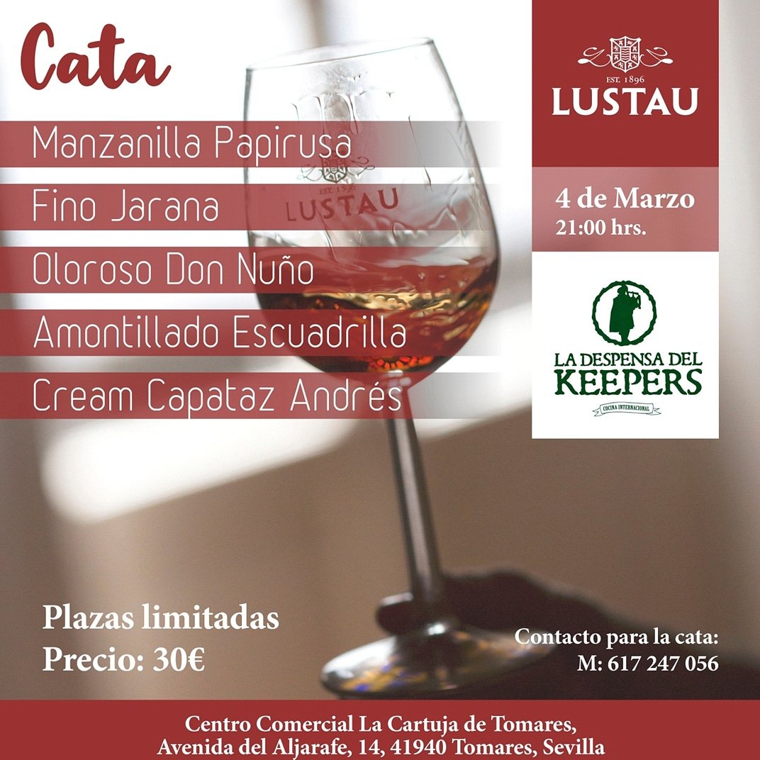 KeepersTomares's tweet photo. 5 vinos de la  gama de generosos de bodegas #LUSTAU ,con su manzanilla Papirusa🥂,al frente de esta cata maridaje que os proponemos para el próximo
➡️miércoles 4 de Marzo⬅️ 21hrs.

Reservas en La Despensa del Irlandés o en The Keepers🇮🇪.
Precio : 30e
+info : Tlfno. 617247056 https://t.co/Bb5fuHuiqO