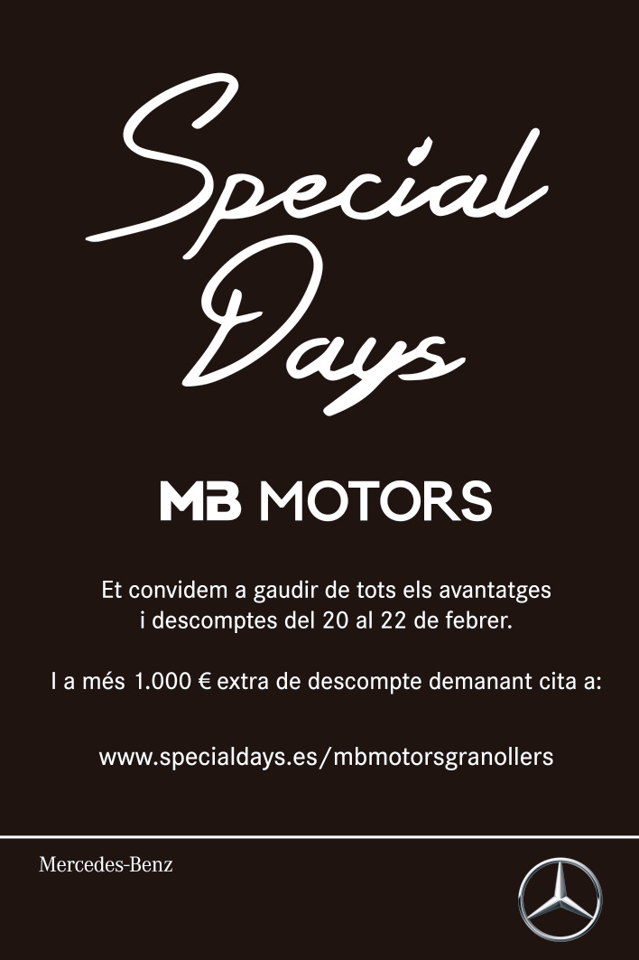 22networkbcn's tweet image. Del 20 al 22 de febrer arriben els #SpecialDays a #MBMotors!

➡️ specialdays.es/mbmotorsgranol…