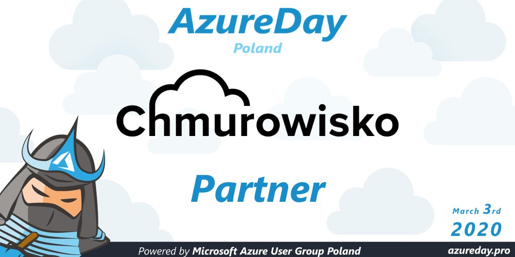 During #AzureDayPL 2020 #conference you will have a chance to meet people from Chmurowisko - our next Partner! Thank you guys and welcome!
Join us on March 3 in #Warsaw -> tickets at azureday.pro