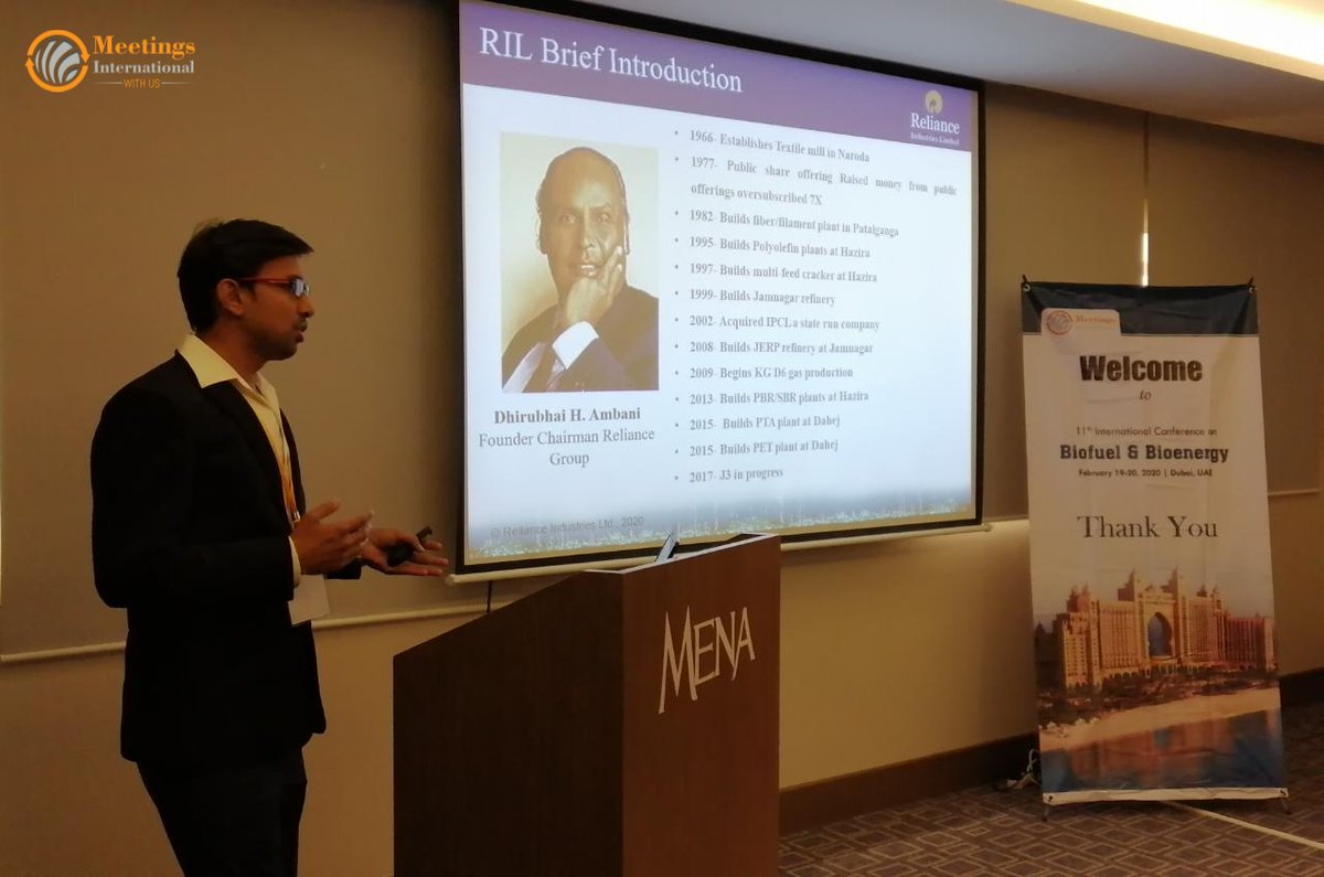 MeetingsInt's tweet photo. Oral presentation by #Nishant_Saxena from Reliance Industries Ltd., India on "Various techniques of quantitative measurements of algal biomass along with statistical correlations" at Biofuel & Bioenergy 2020
#Biofuel_Conference #Bioenergy_Conference #Dubai https://t.co/d3N4hRxjyT