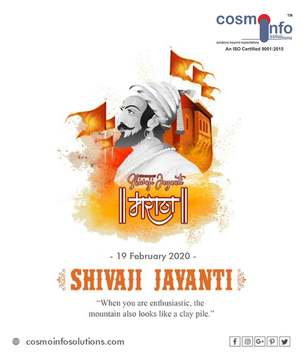 sharmaavinash00's tweet photo. βShivaji Jayanti is a special occasion because this day the most special hero of the nation was born."
#Shivaji_Jayanti #CIS #CosmoInfoSolutions #development #business #design #technology #programming #coding #education #growth #webdevelopment #programmer #software #javascript https://t.co/PLII132KZo