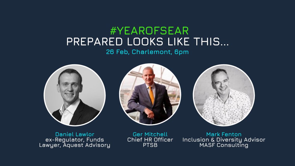 A week from today is #YEAROFSEAR over in WeWork Charlemont.

Ger Mitchell, Mark Fenton and I will be on a panel exploring the more candid conversations showing up in the industry as well as what prepared looks like.

RSVP here >> savvirecruitment.com/26feb
