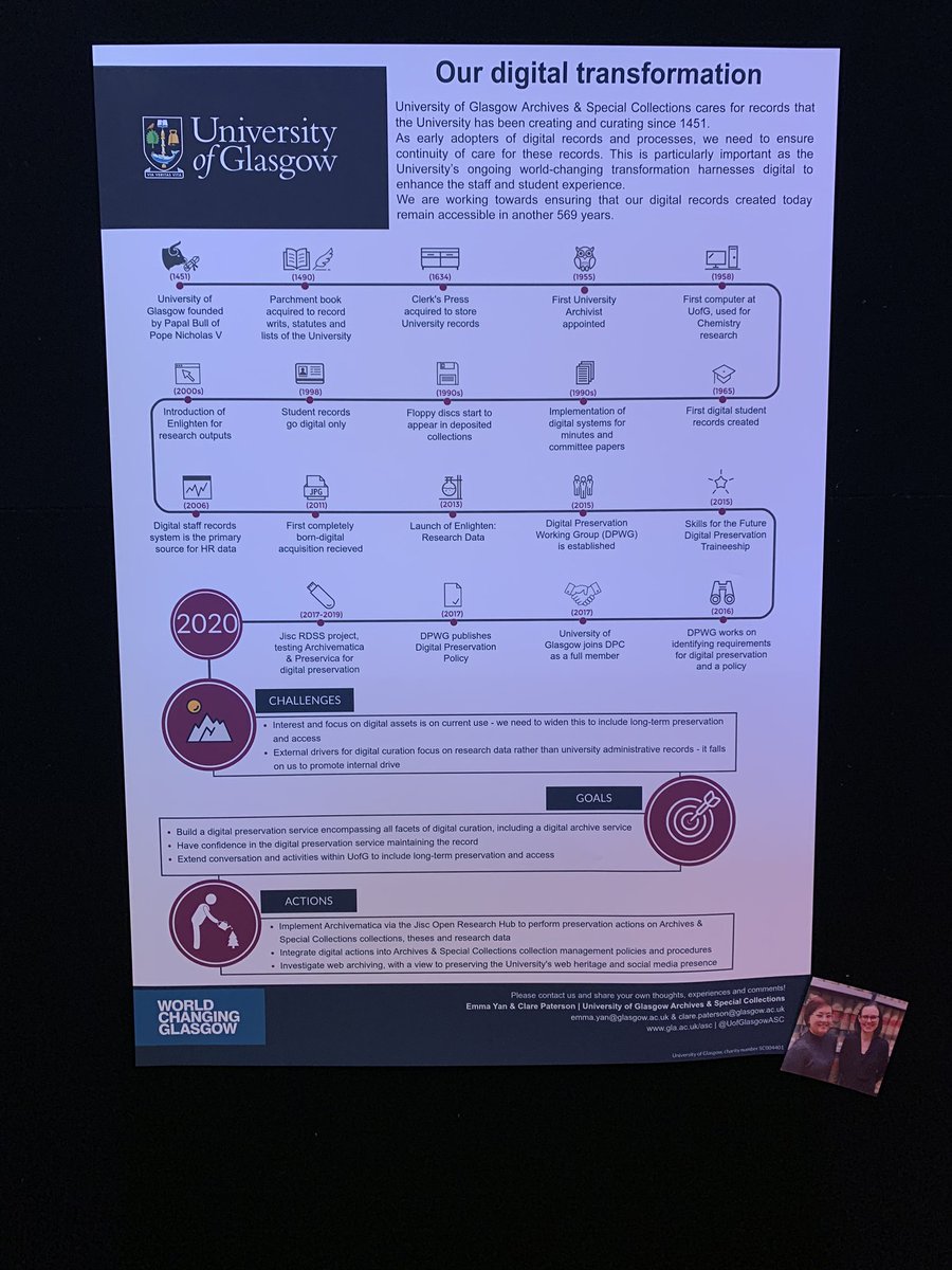 Our second day at #idcc20 and we’re having a great time sharing and chatting about our digital preservation journey and digital transformation. Here’s a look at our poster - get in touch with us if you want to talk more!