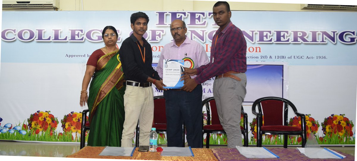 IFET_CE's tweet photo. #CEMP 2020 a Basic Science Project Expo on 15th February. Dr. G. Mahendran, Principal, Dr. S. Matilda, Dean Academics &amp; Vice Principal were the Chief Guest of the event. https://t.co/XfpkNGeOsF