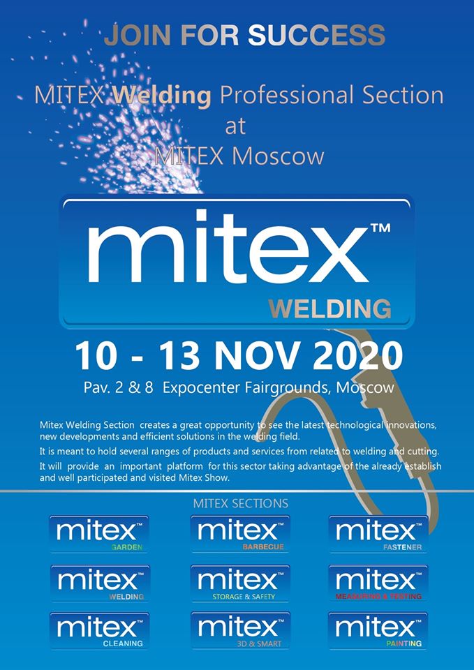 MITEX Moscow 2020 has 9 different sections - one of that sections is MITEX WELDING!

JOIN FOR SUCCESS!

#MITEX #MITEXMoscow2020 #9DifferentSections #Euroexpo #MoscowRussia #ToolsAndHardware #MITEXWelding #JoinForSuccess