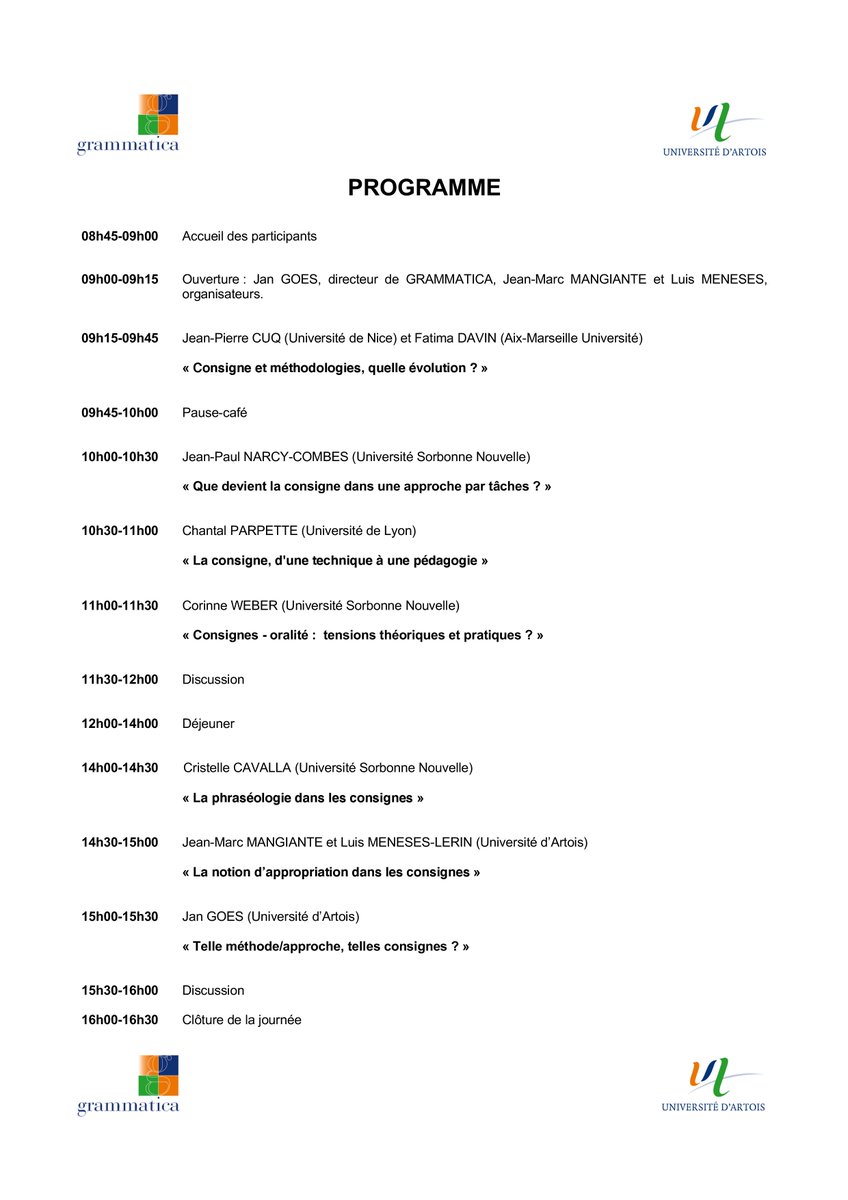 DILTEC's tweet photo. JE La consigne, un agent polymorphe et transculturel
Avec la participation des membres de #DILTEC @CavallaCristel1, Jean-Paul NARCY-COMBES, Corinne WEBER
6 mars 2020
Maison de la recherche, salle des colloques
Université d’Artois
+info https://t.co/0ij0Pgqcox
#FLE #Didactique https://t.co/GaWAhbrNCz