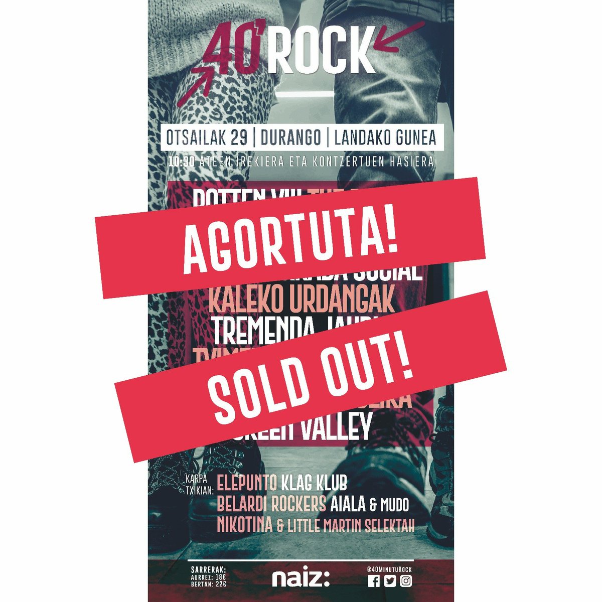 40minuturock's tweet photo. 🚨ADI🚨
Sarrera GUZTIAK saldu dira! Egunean bertan EZ da erosteko aukerarik egongo! Eskerrik asko zuen konfiantzagatik! Otsailaren 29an ikusiko dugu elkar!
🥳🎸
#40MR2020 #elkartasuna https://t.co/YNLsJHuObV