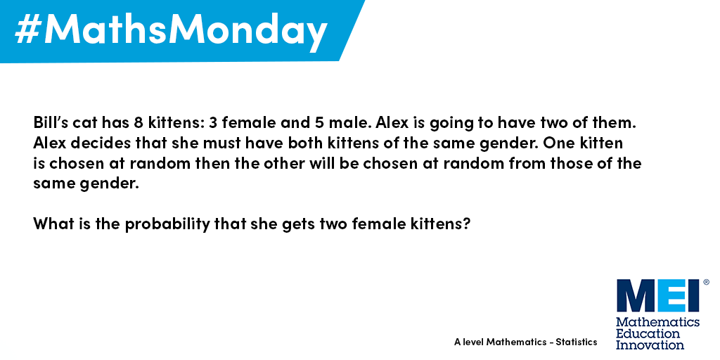 MEIMaths's tweet photo. We have a purr-fect puzzle to get your brain in gear this #MathsMonday https://t.co/rV4Qcz2eSq