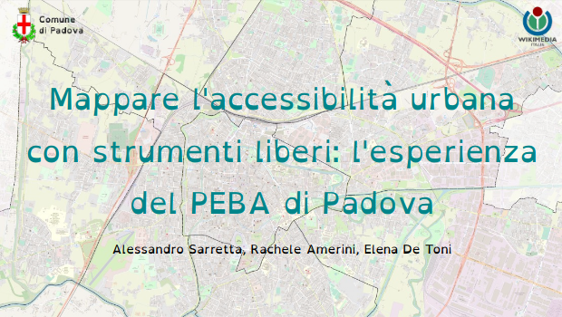 alesarrett's tweet image. Questo pomeriggio al #FOSS4G_IT (foss4g-it2020.gfoss.it) si parlerà anche di #accessibilità e del #PEBA del @comunepadova 
Qui la presentazione (con Elena De Toni e @IsoipsaCliff) già disponibile:
doi.org/10.5281/zenodo…