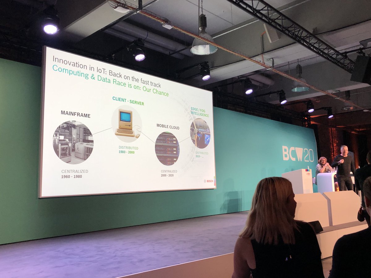 flobankoley's tweet photo. The next 20 years belong to us. Data and the action are at the edge and the fog. This is where industrial companies have a big strength. Bosch Mobility CDO Bernd Heinrichs on how Europe can win in the platform economy. #EdgeComputing #iot #bcw20 https://t.co/c1lb4p7zdz