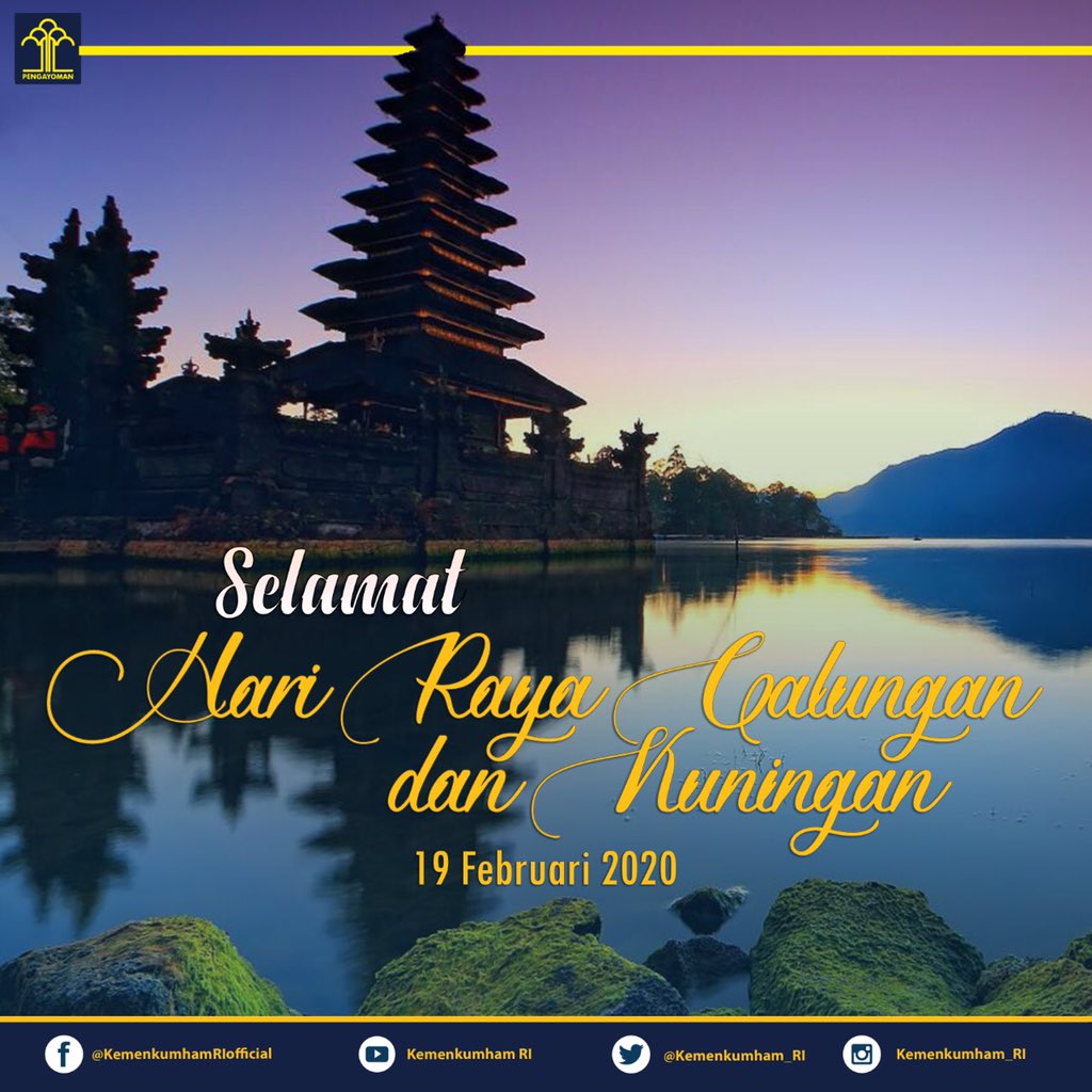 Selamat menyambut hari raya Galungan dan Kuningan bagi #SahabatPengayoman yang merayakan. Semoga Tuhan Yang Maha Kuasa senantiasa memberikan kerahayuan, rahmat dan anugerah kepada kita semua
.
#GalunganKuningan2020
#KamiPasti