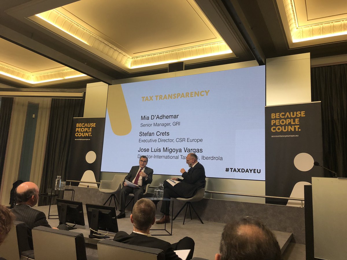 lory_srnt's tweet photo. @iberdrola explains how they have put in place processes to secure that tax strategy is aligned with the #SDGs as the taxes a company pays are the most important contribution to a society #taxdayEU @CSREuropeOrg https://t.co/Ugz2oK2RQ4
