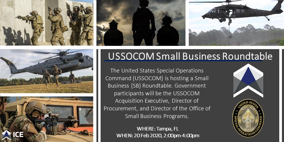 iceinc_corp's tweet photo. ICE Inc.’s Chief Growth Officer is in Tampa, FL for USSOCOM’s Small Business Roundtable!
For more information, visit the link: https://t.co/1ZRHJqHXuN
#ICEInc #USSOCOM #SOCOM #SpecialForces #SF #SOF #SpecialOpeartionsForces #SmallBusiness #SB #Roundtable #Tampa #Florida #FL https://t.co/P6SI25vNXD