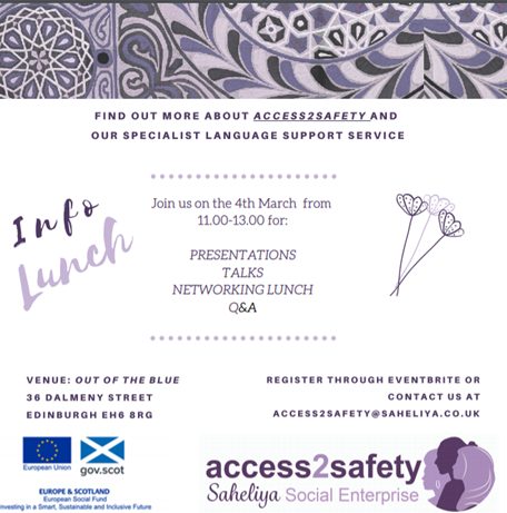 access2safety's tweet photo. Want to know more about Access2Safety?
Join us on the 4th of March for our Info Lunch and find out why our service is unique
Sign up today: https://t.co/tMft319owc
#ImportanceOfLanguage #BMEWomen #VAW #GBV #DiversityandInclusion https://t.co/s31JnozDmd