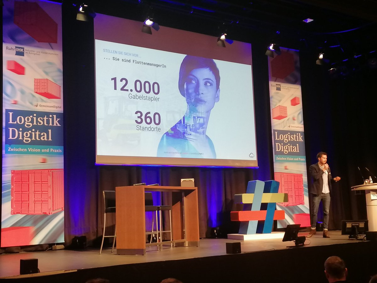 IHK_Niederrhein's tweet photo. Nächstes startup ist #forkon
#forkx hilft beim intelligenten Flottenmanagement bei Gabelstaplern. Rechnungsprüfung, Techniker ordern, Fahrweg optimieren, Last- und Leerfahren, das sind nur wenige der vielen Themen. Es muss aber praxisnah bleiben #gemeinsamdigital #logistikdigital https://t.co/5C9weQRRgX