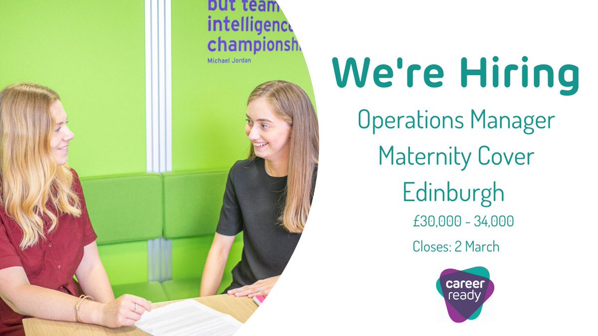 CareerReadyUK's tweet photo. 📣 Come join our #Scotland team! 

We're looking for an Operations Manager (Mat Cover) to work in #Edinburgh - it's a fantastic role which will help transform young lives. 

Find out more &amp; apply >>> https://t.co/KD3mJ2rUWZ 

#charityjobs #notjustajob #vacancy https://t.co/x9NLhb5e0E