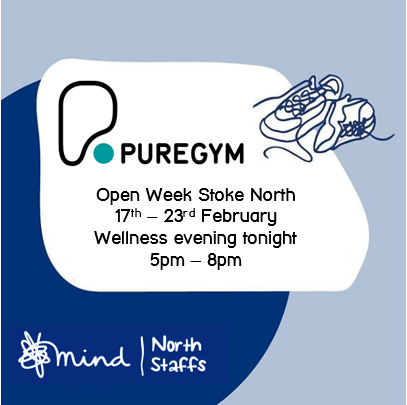 Come see us tonight @PureGymstokenorth at their Wellbeing evening between 5-8pm. We'll be at the Gym with other local wellbeing businesses helping people in North Staffs. Come along for a chat &amp; to find out more. #NorthStaffs #mentalhealth #puregym #wellbeing
