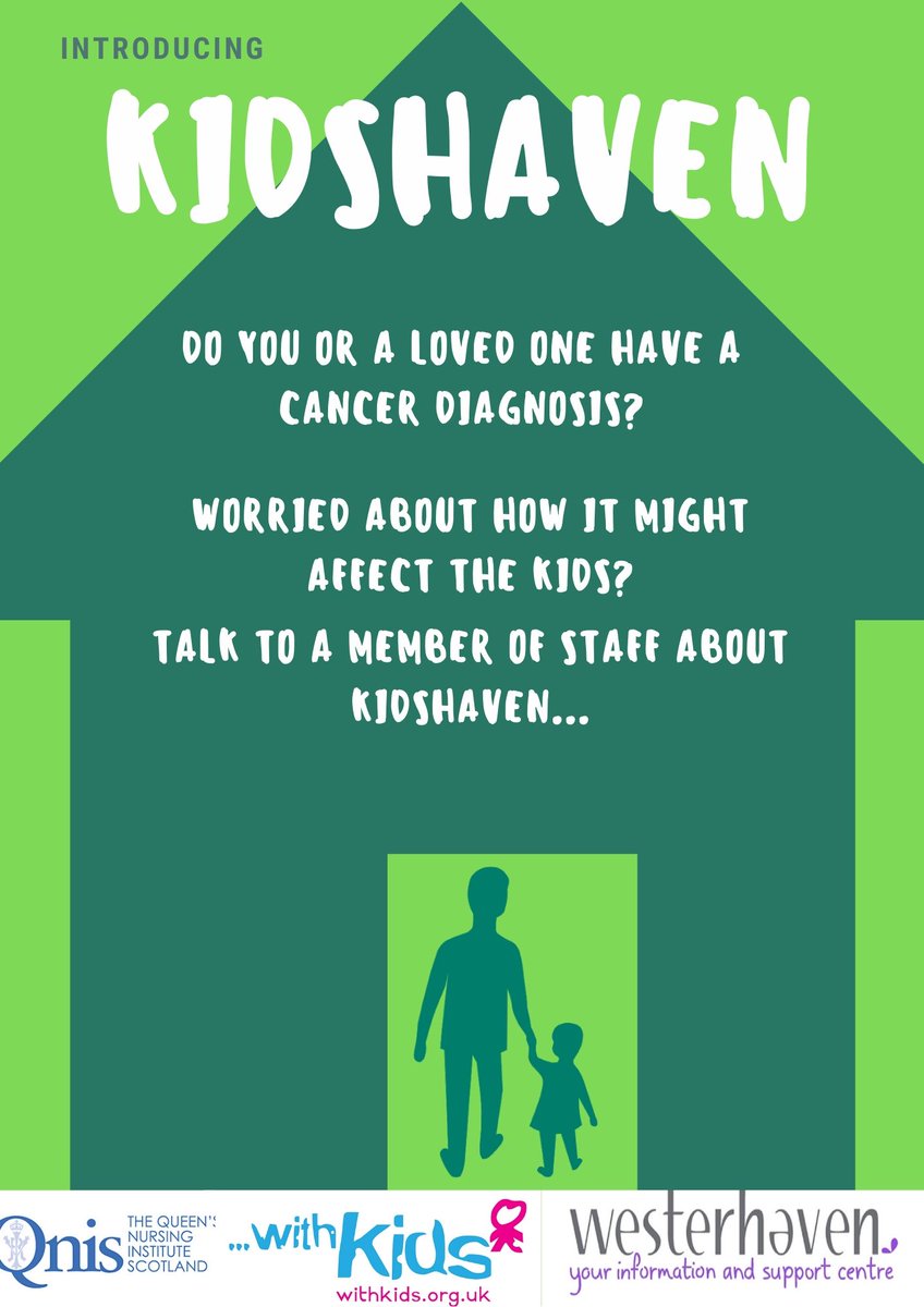 TheHealthAgency's tweet photo. If you, or a loved one, have received a cancer diagnosis and are worried about how the kids might be affected, Kidshaven is here to support you all. Contact Seraph or Rossi on 0131 453 9400 #thehealthagency #westerhaven #kidshaven #withkids #QNIS #cancersupport https://t.co/NpoZlzgMAS
