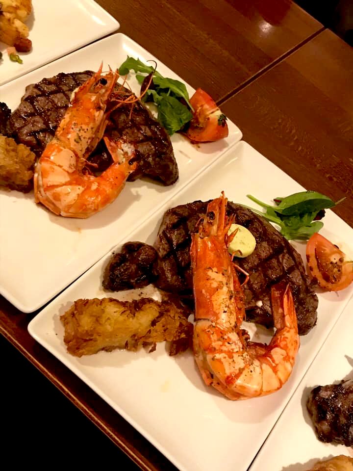 AberdeenCarter's tweet photo. Our Scotch 12oz Ribeyes with Giant Tiger Prawn. You will love it. 
We are open every day from 12pm. 
We are always happy to see you and try out our steak experience😊 https://t.co/3CRWq19fxA