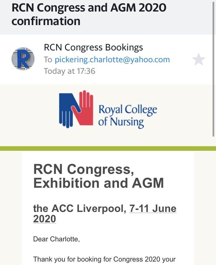 So excited for Congress 2020 @theRCN @RCNStudents @sed5788 @WeStudentNurse @StNurseProject @UoSNursSociety