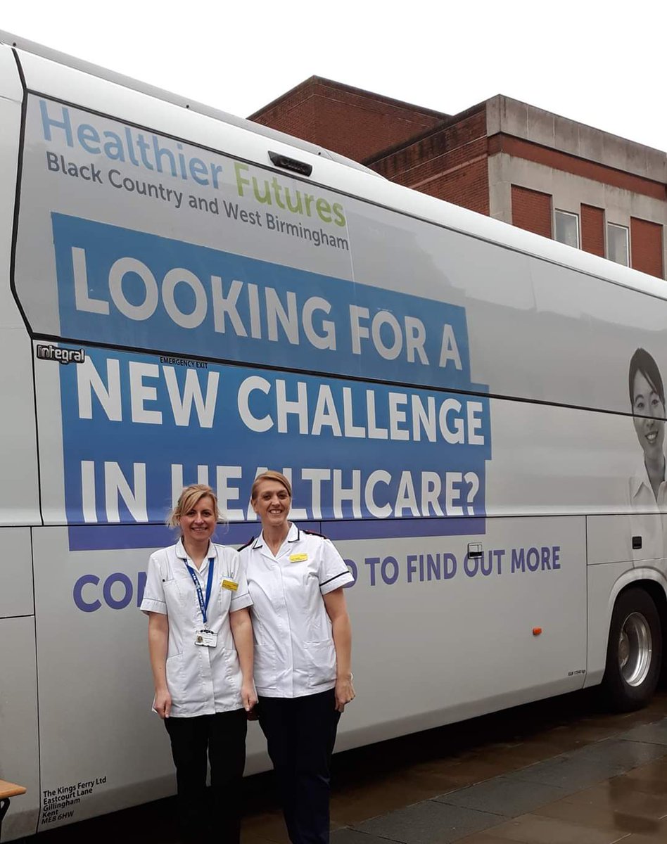 Our @sltcheryl spent the afternoon promoting our profession on the healthcare recruitment bus in Dudley Market Place today! #healthierfutures #AHPsrepresent!