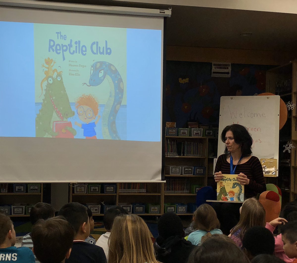 DanaJordan79's tweet photo. We ❤️ Canadian books and Canadian authors. Thank you @maureenfergus for visiting us and inspiring our young authors. @ireadcanadian #iReadCanadian  @PTLibLC https://t.co/MTuPPjnP6g
