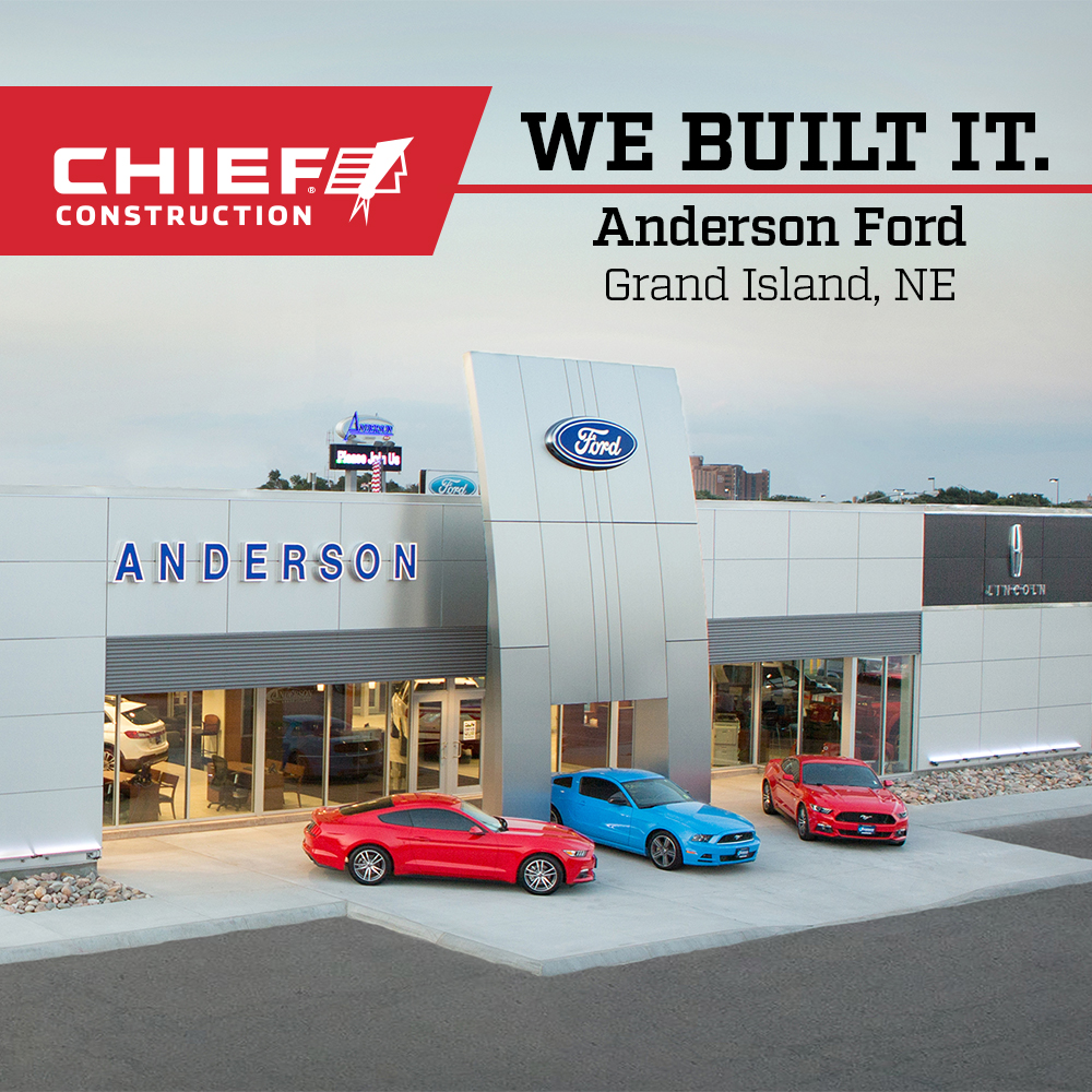 ChiefConst54's tweet image. This week's #WeBuiltItWednesday takes us to Anderson Ford here in Grand Island!

In 2015, our team completed a remodel &amp;amp; addition to the Grand Island facility that included their showroom remodel and new vehicle delivery addition. 
#LeadLikeChief #ChiefConstruction