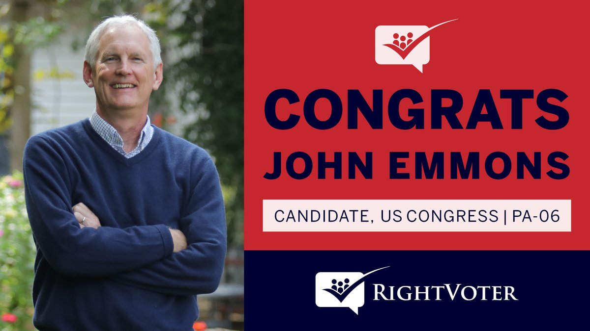 Congratulations to RightVoter client @Emmons4Congress for effectively avoiding a primary in #PA06!