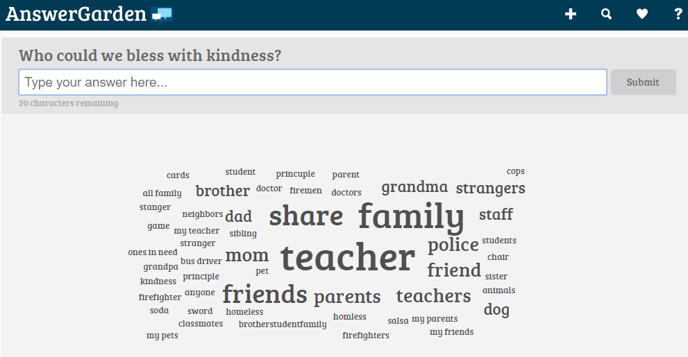 ITRTtinytech's tweet image. Grade 4 students celebrate #RandomActsOfKindnessWeek brainstorming who they could bless with kindness, then viewing Kindness Passion Projects from other fourth grade students at bit.ly/kindnesspassio…. Check back in May when they share their completed projects! @HanoverSchools
