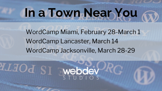 webdevstudios's tweet photo. Find WebDevStudios at these #WordCamps!
#WordPress #conference #travel https://t.co/Z2ZYNsQXUl