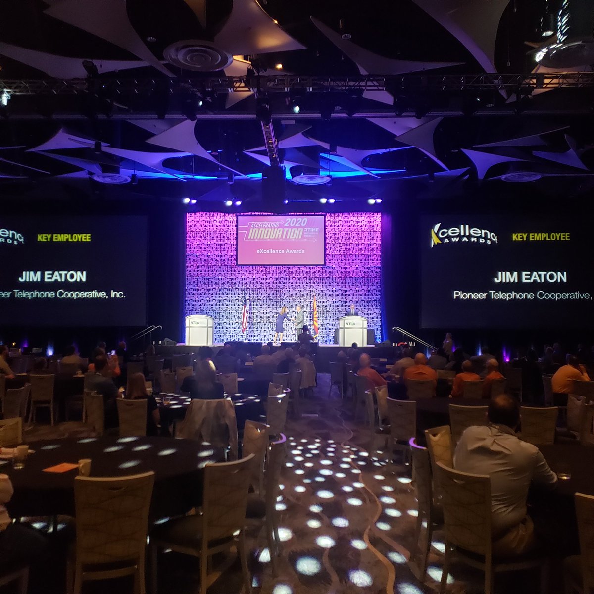 GoPioneerOK's tweet photo. Congrats to Jim Eaton, former VP of Finance &amp; Admin, on receiving the Key Employee Award today during the @NTCAconnect Excellence Awards ceremony. The Key Employee award is given to recognize significant contributions to a company’s growth and success #GoPioneer #rtimeInnovates https://t.co/0zAk6p032z
