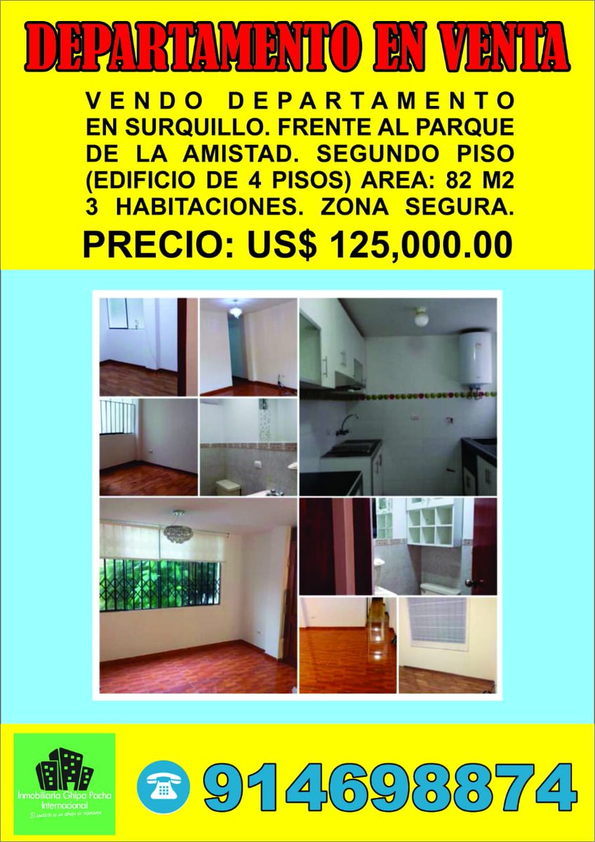 FastInmueble's tweet image. 👉 Venta Departamento en Surquillo- Lima-Perú

- Frente al Parque de la Amistad
- 82  m2
- US$ 125,000.00
info al #wathsapp ➡️ 913 035 827 ➡️ 914 698 874 

Sr. Presidente #Perú #Marte #venta #departamento 
estación javier prado  #Vivienda #Casanueva
#buscodepa busco departamento