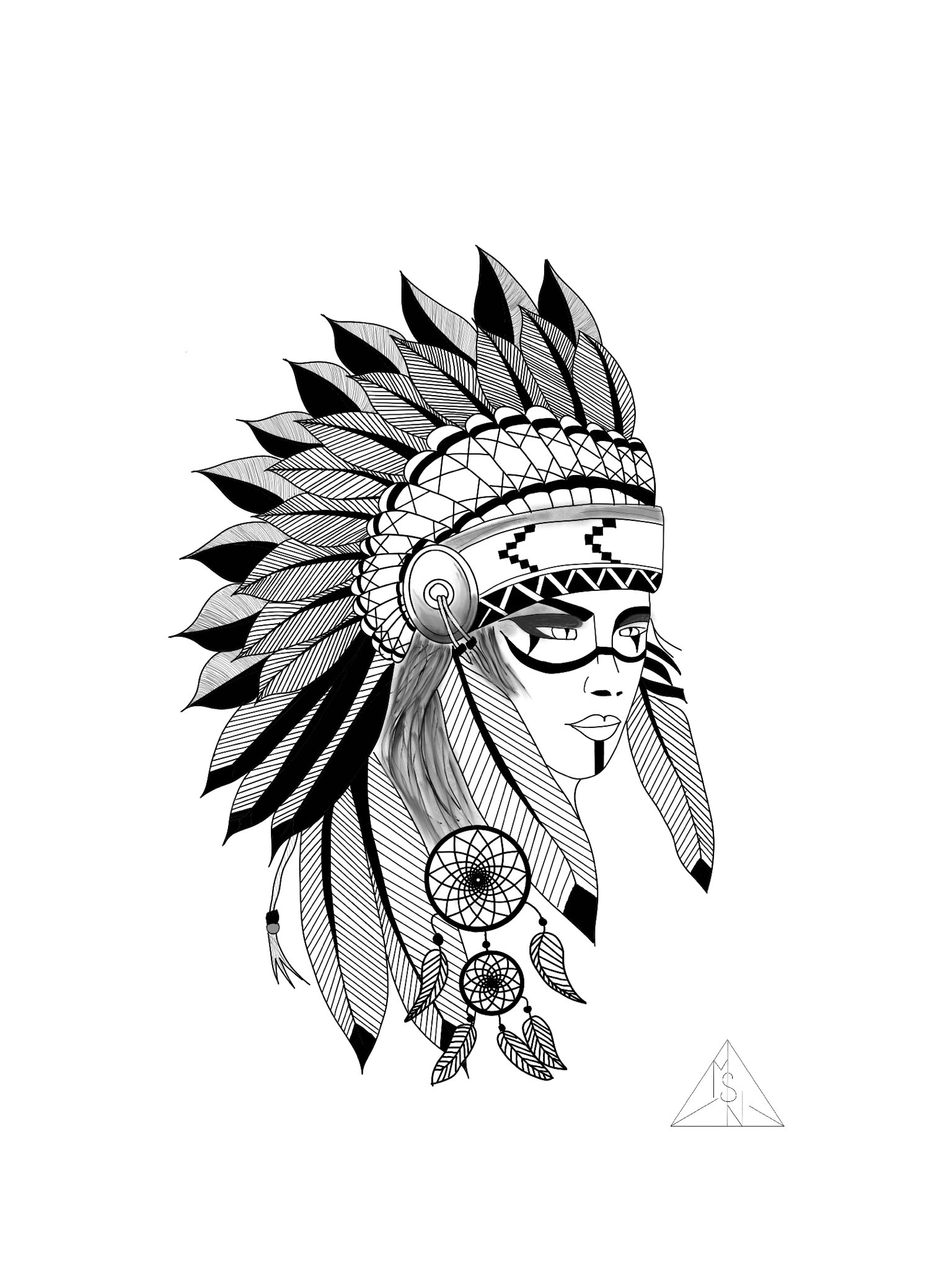 Designart - American Indian Tattoo Art - Portrait Canvas Print in Black  Frame | Michaels