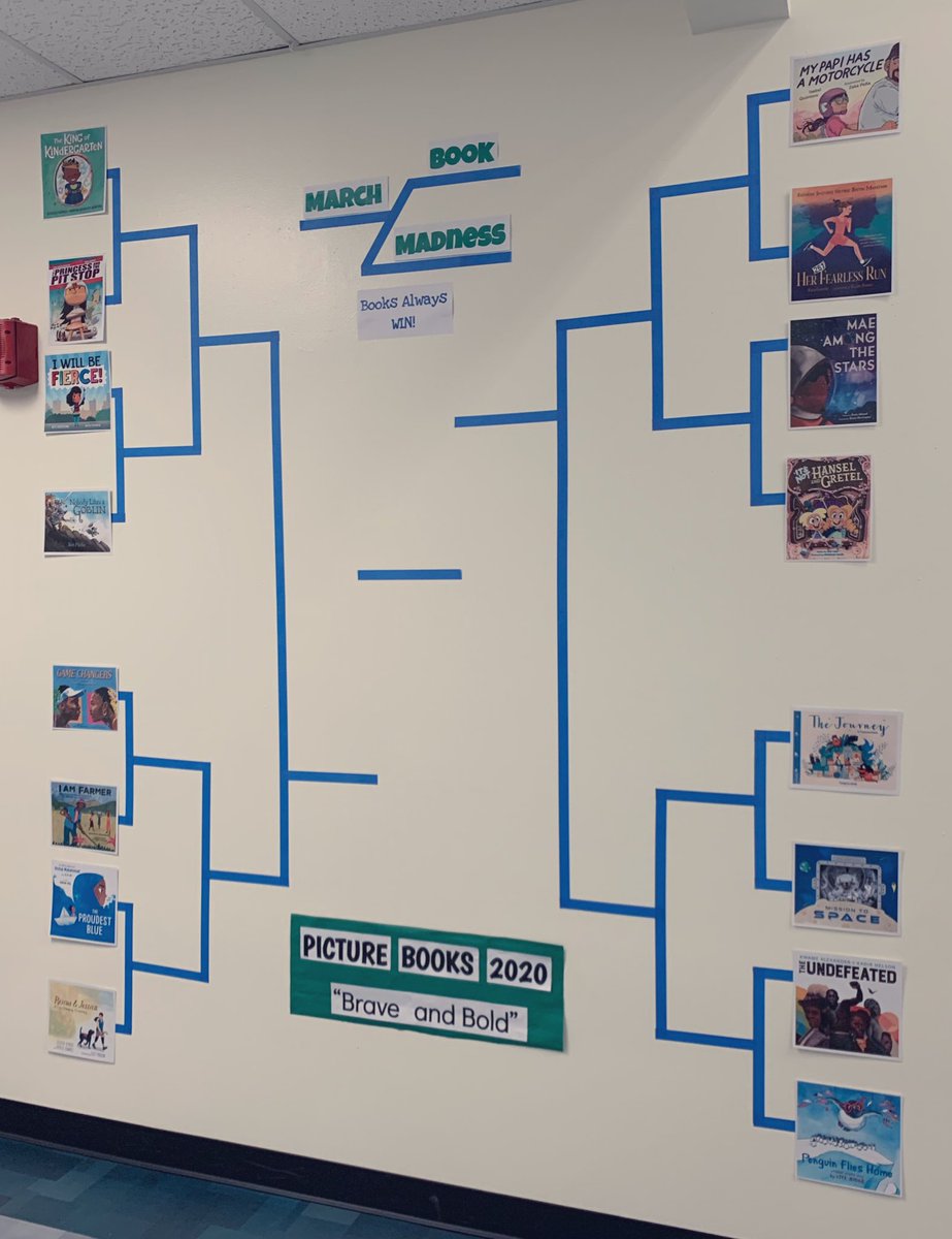 DeandasDinos's tweet photo. March Book Madness, here we come! I can’t wait to see what books move on. #2020MBM #DWEgreatestschool https://t.co/DdwhtUYFsU