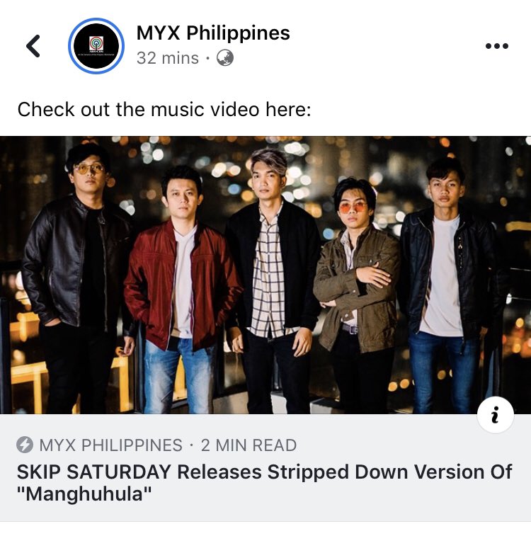 Thank you <a href="/MYXphilippines/">MYX Philippines</a> !

Please vote! 
1. Go to myx.abs-cbn.com
2. Log in/Register
3. Click ONLINE VOTE
4. Enter your vote then click VOTE button
Vote: Manghuhula - Skip Saturday

Thank you for the support! 🙏🏻

#Manghuhula
#SkipSaturday