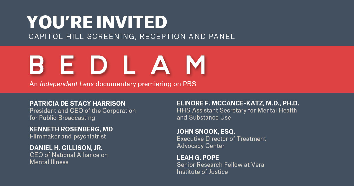 Join me, @drkenrosenberg, @DrMcCance_Katz & @JohnSnookTAC on March 3rd in DC for a screening of @Sundancefest Selection #BedlamFilmPBS, followed by a critical conversation tackling the intersection of mental health and our criminal justice system. RSVP: bedlamdc.eventbrite.com